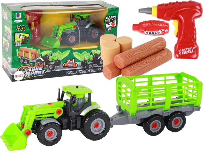 Τρακτέρ με ρυμουλκούμενο για συναρμολόγηση DIY με κατσαβίδι