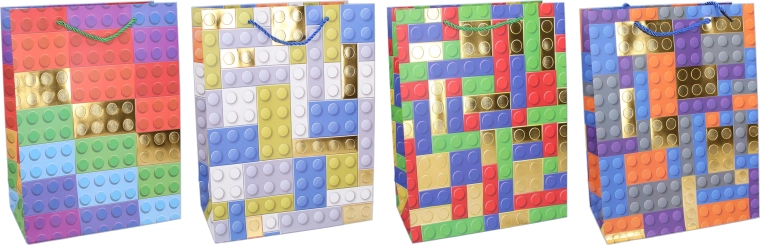 Χάρτινη τσάντα δώρου M 26 × 32 × 10 cm – πολύχρωμα τουβλάκια