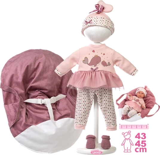 Llorens ρουχαλάκια για κούκλα New Born 40–42 cm με φορητό καλαθάκι