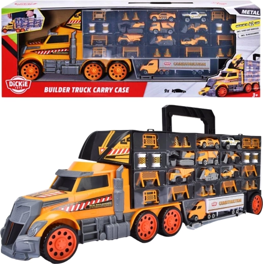 Dickie Toys builder truck carry case – κατασκευαστικό φορτηγό μεταφορέας, βαλιτσάκι μεταφοράς για αυτοκινητάκια 62 cm