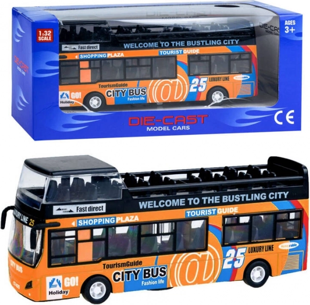 Μεταλλικό διώροφο λεωφορείο με ανοιγόμενες πόρτες – Πορτοκαλί