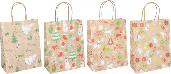 Χριστουγεννιάτικη δώρο-τσάντα, μέγεθος S (15 × 21 × 8 cm), 4 σχέδια