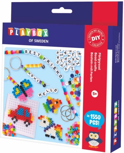 Playbox σετ χαντρών σιδερώματος για βραχιόλια και μενταγιόν, 1550 τεμ.