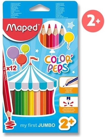 Maped τρίγωνες ξυλομπογιές jumbo Color'Peps, 12 τεμ.