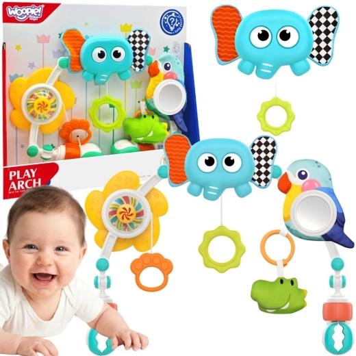Woopie baby αισθητηριακή καμάρα με παιχνίδια για κούνια και καρότσι ελέφαντας και παπαγάλος