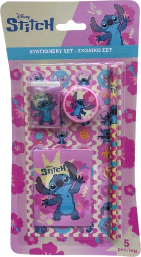 Πενταπλό σετ γραφικής ύλης Lilo & Stitch σε ροζ χρώμα