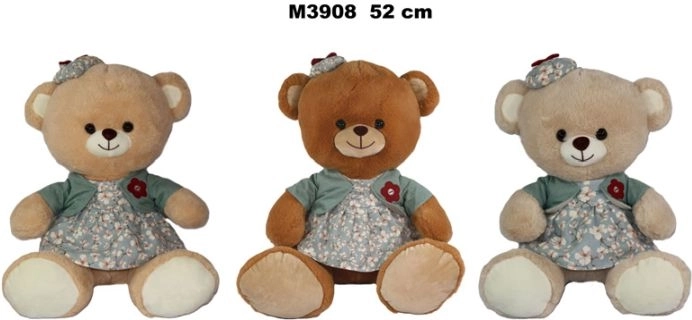 Λούτρινο αρκουδάκι με φόρεμα 52 cm - 1 τεμάχιο