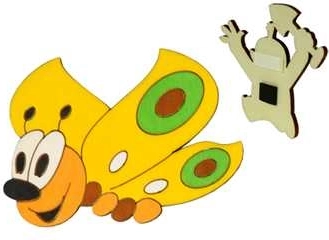 Ξύλινο μαγνητάκι πεταλούδα κίτρινη Dodo