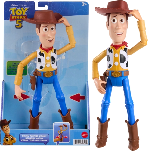 Φιγούρα Woody από το Disney Toy Story 5 με λειτουργία αφαίρεσης καπέλου, 31 cm