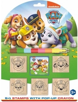 Σετ ξύλινων σφραγίδων Paw Patrol 5+1 με ταμπόν και κηρομπογιά