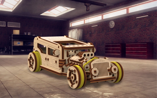 Ξύλινο 3D παζλ WOODEN CITY hot rod – μηχανικό μοντέλο 141 τεμαχίων
