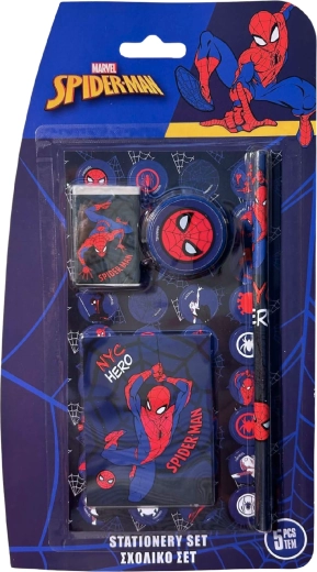 Σχολικό σετ γραφικής ύλης Spider-Man 5 τεμαχίων, σκούρο μπλε