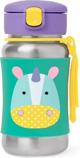 Skip Hop Zoo ανοξείδωτο μπουκάλι με καλαμάκι Μονόκερος
