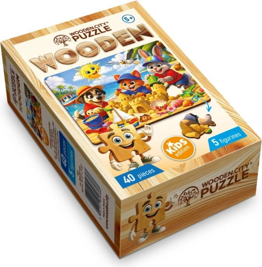Ξύλινο παζλ WOODEN CITY Καλοκαιρινή περιπέτεια στην παραλία, 40 κομμάτια