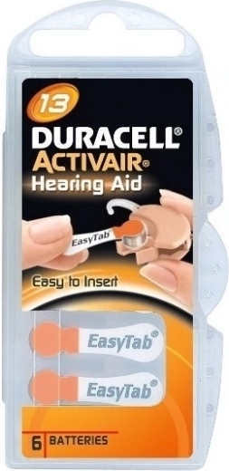 Μπαταρίες ακουστικών βαρηκοΐας Duracell Activair 13, 6 τεμ.