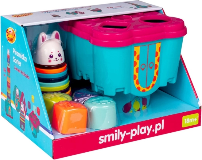 Smily Play κάστρο με κουνελάκι – πολύχρωμος πύργος στοίβαξης και παιχνίδι ταξινόμησης σχημάτων