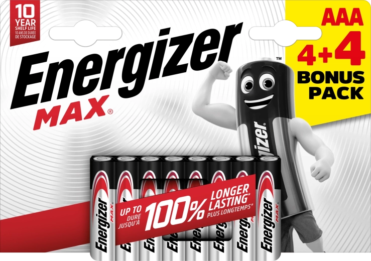 Αλκαλικές μπαταρίες Energizer Max AAA 8 τμχ (4+4)