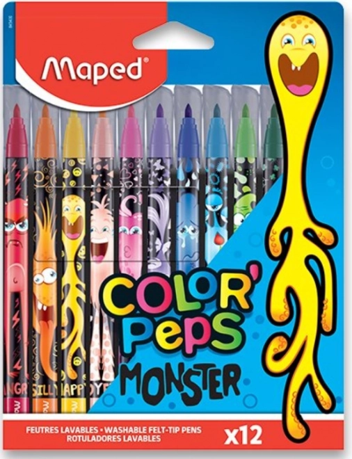Μαρκαδόροι MAPED Color'Peps Monster, σετ 12 χρωμάτων