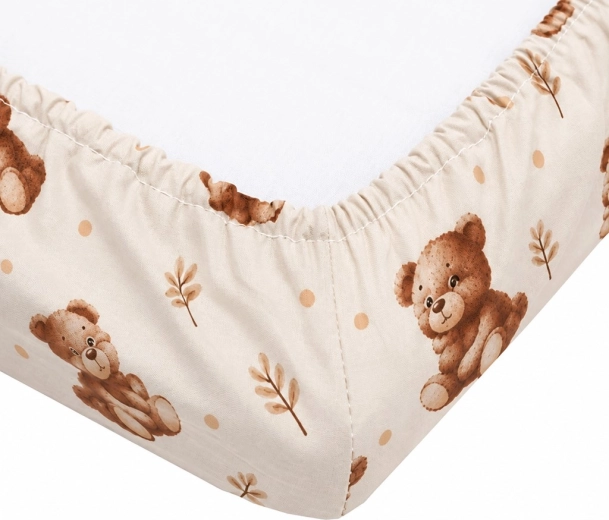 Βαμβακερό σεντόνι για βρεφική κούνια New Baby Sweet baby bears 120 × 60 cm