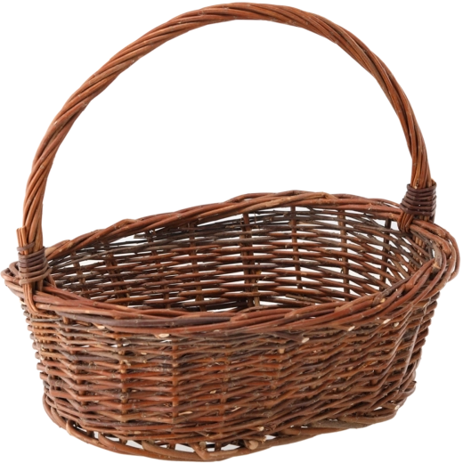 Καφέ ψάθινο καλάθι 41 × 32 × 14/36 cm