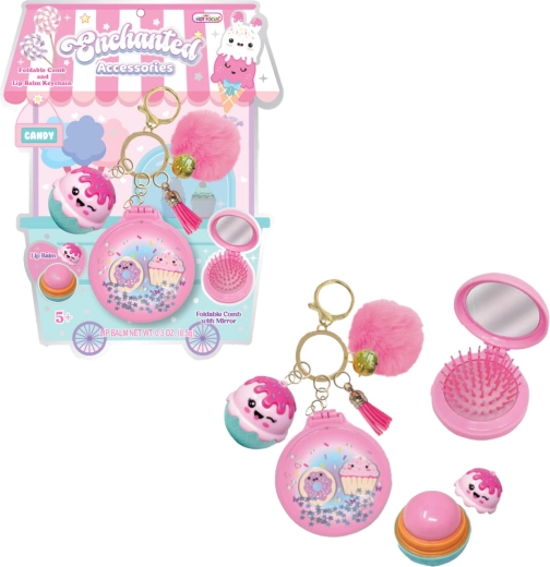 Μπρελόκ με lip balm και μίνι χτενάκι – Γλυκά - 1 τεμάχιο