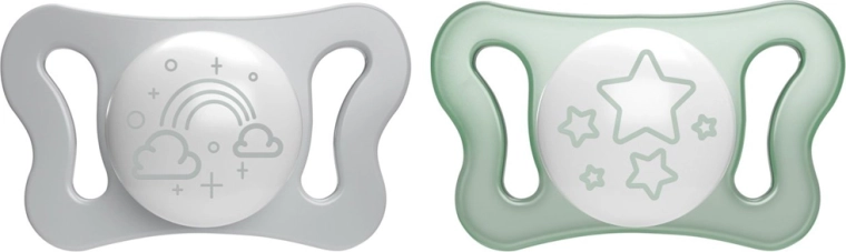 Chicco πιπίλα PhysioForma Micro νυχτερινή σιλικόνης 0–2 μηνών, 2 τεμ.