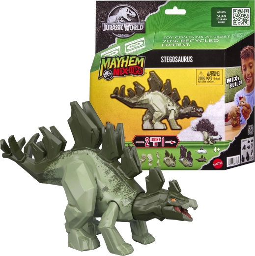 Mattel Jurassic World Mayhem Mix-Ups 2 σε 1 στεγόσαυρος – φιγούρα δεινόσαυρου
