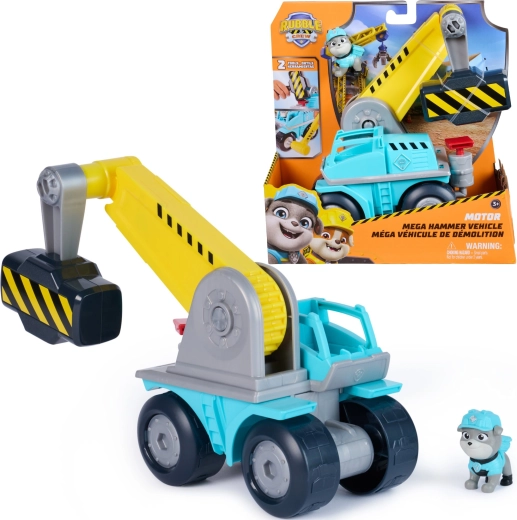 Paw Patrol Rubble & Crew Motor, μεταμορφώσιμο κατασκευαστικό όχημα με σφυρί και φιγούρα