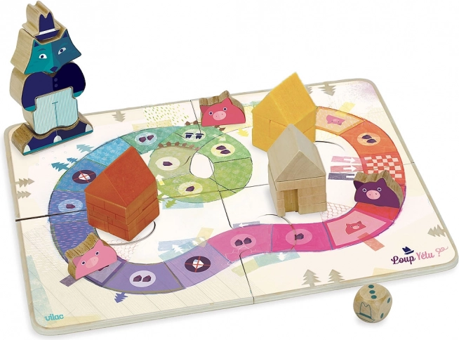 Vilac παιχνίδι Τα τρία γουρουνάκια – συνεργατικό ξύλινο επιτραπέζιο για παιδιά
