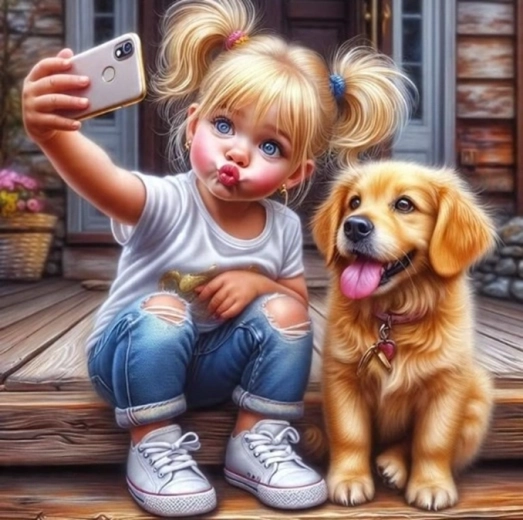 Norimpex ζωγραφική με αριθμούς Selfie κοπέλα με σκύλο 40 × 50 cm