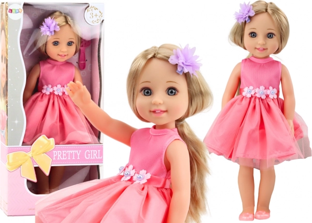 Κούκλα Μακριά Μαλλιά Ροζ Φόρεμα