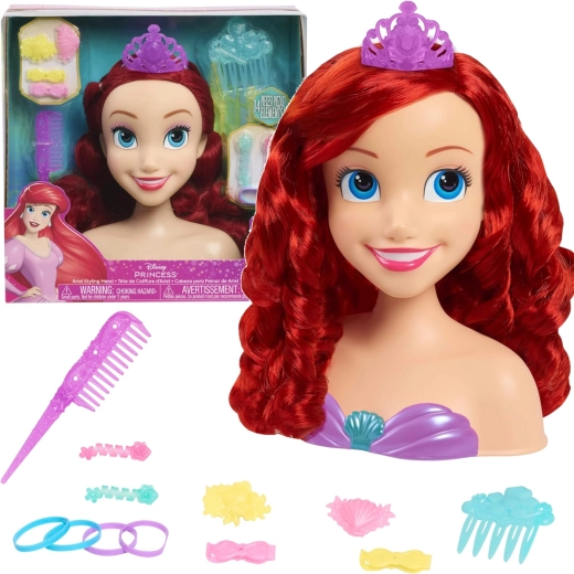 Κεφάλι κομμωτικής Disney Ariel για χτένισμα και styling μαλλιών με αξεσουάρ