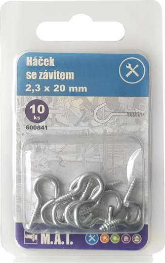 Γάντζος με σπείρωμα ψευδαργύρου 40 × 2,8 mm, συσκευασία 10 τεμ.