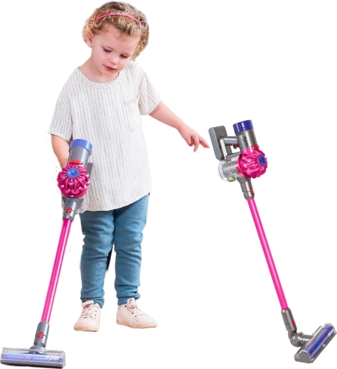 Outlet παιδική ασύρματη σκούπα stick Dyson της Casdon με ήχο, ροζ - 1 τεμάχιο