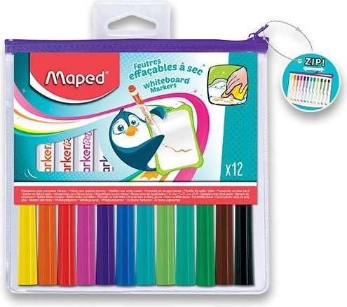 Μαρκαδόροι για λευκοπίνακα Maped WB Fun Colours 12 τεμ.