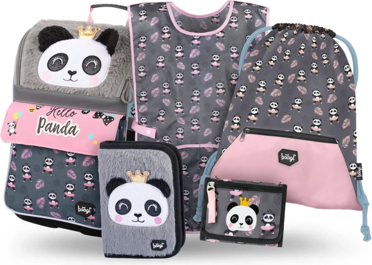 Σχολικό σετ BAAGL Zippy Panda – σχολική τσάντα, κασετίνα, σακουλάκι, ποδιά και πορτοφολάκι