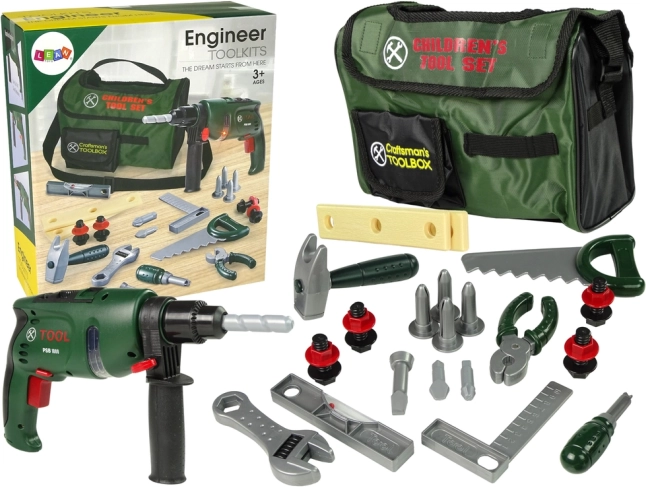 Παιδικό σετ εργαλείων σε τσάντα με δραπανοκατσάβιδο, σφυρί και πριόνι