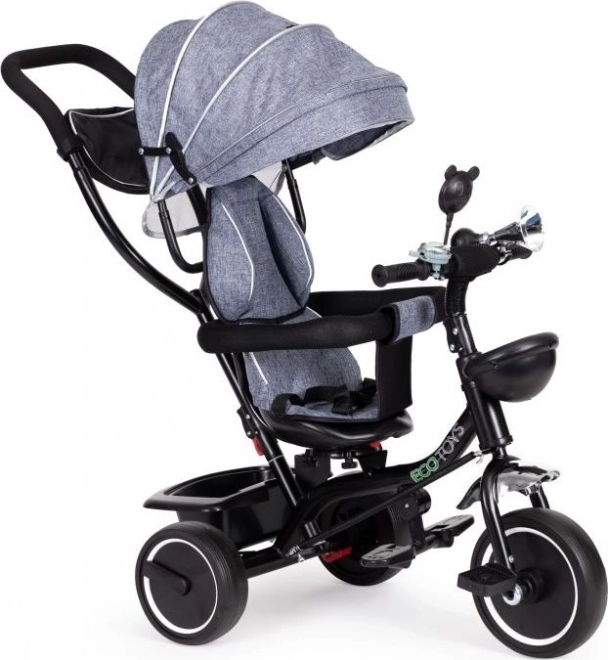 Παιδικό τρίκυκλο με περιστρεφόμενο κάθισμα και τέντα ECOTOYS γκρι