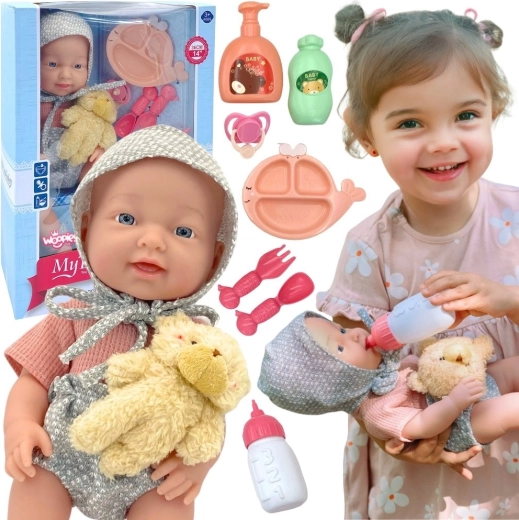 Κούκλα μωρό WOOPIE ROYAL 36 cm με αρκουδίστικο ρουχαλάκι και αξεσουάρ ταΐσματος