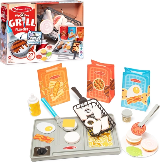 Σετ ψησίματος Melissa & Doug Flip & Fry με τρόφιμα που αλλάζουν χρώμα, 27 τεμάχια