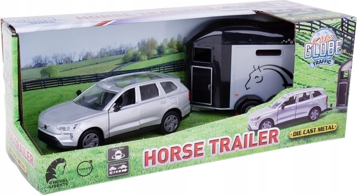 Kids Globe Volvo EX90 με τρέιλερ μεταφοράς αλόγου και άλογο