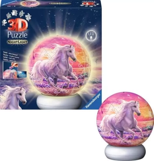 Ravensburger φωτιζόμενο 3D παζλ-σφαίρα Άλογο – νυχτερινή έκδοση, 72 κομμάτια