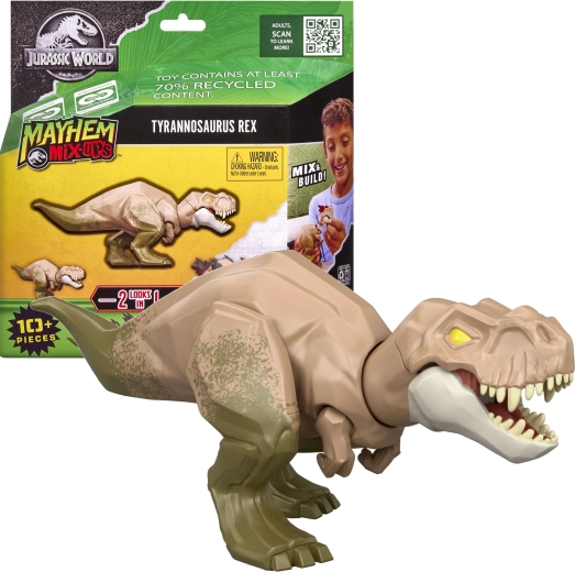 Mattel Jurassic World Mayhem mix-ups 2 v 1 φιγούρα δεινόσαυρου Tyrannosaurus rex