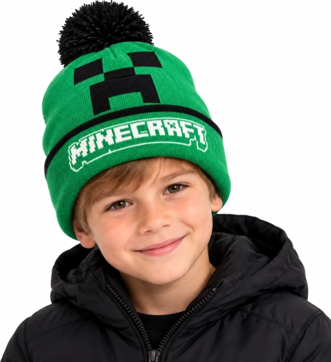 Παιδικός χειμερινός σκούφος Minecraft Creeper με πομ πομ