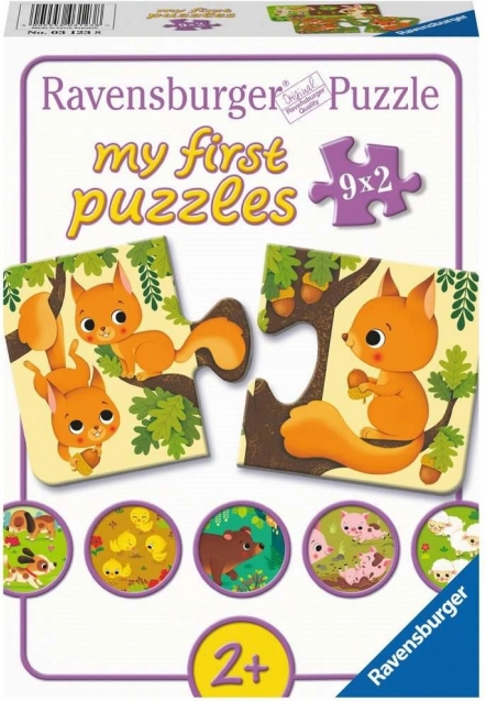 RAVENSBURGER Το πρώτο μου παζλ – ζωάκια και τα μικρά τους, 9×2 κομμάτια