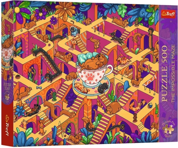 Παζλ Premium Plus 500 The impossible maze: Wesołe jamniki