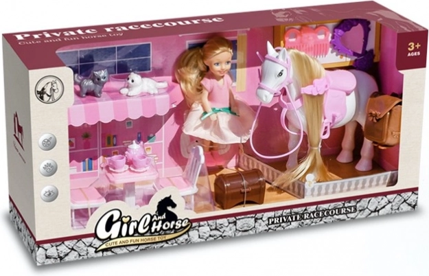 Σετ παιχνιδιού με κούκλα, αλογάκι και γατάκια