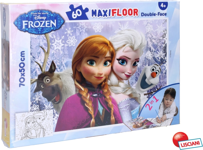Διπλής όψης παζλ Frozen με την Έλσα και την Άννα 70 × 50 cm