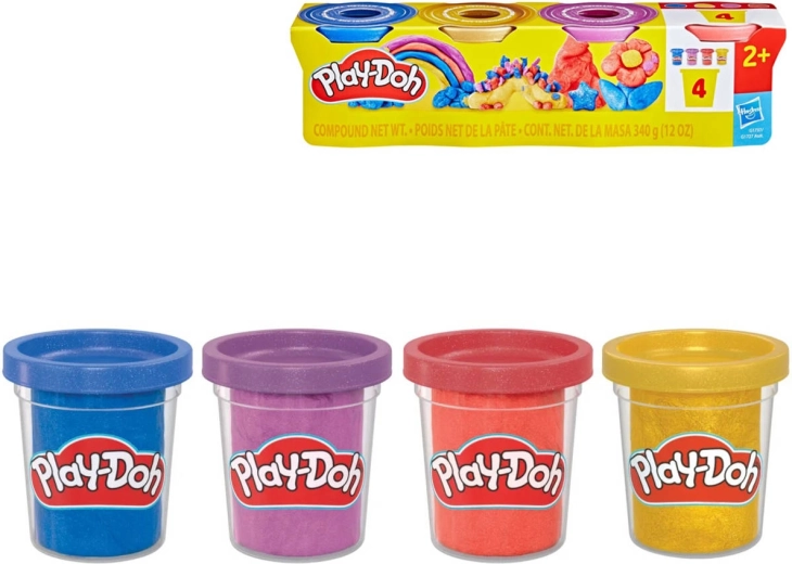 Play-Doh μεταλλική πλαστελίνη με κομφετί, 4 κυπελλάκια