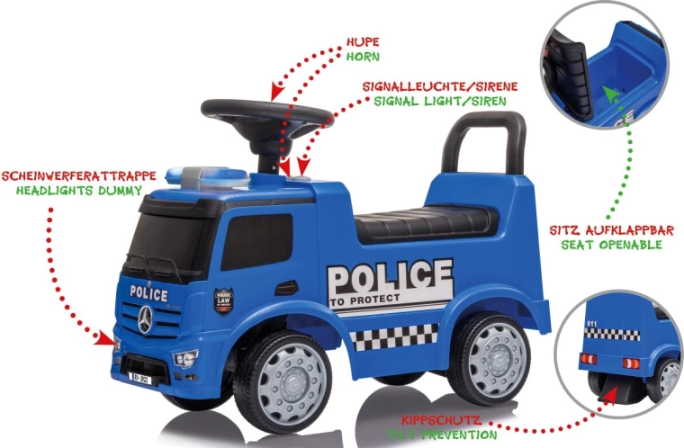 Παιδικό αυτοκινητάκι Mercedes-Benz Antos Police 2 σε 1